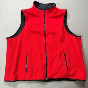 Woman's Plus Size 26/28W TravelSmith Reversible Fleece Vest Red Black Sleeveless